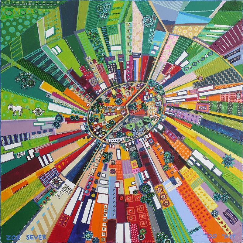 Zoe Sever: Nahalal Village. Oil&acrilc on canvas 80 X 80